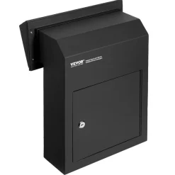 VEVOR Through The Door Key Drop Box, Heavy Duty Steel Through the Door Mailbox with 1.8" 12" Key Lock, 12x6x16" Mail Drop Box, Black