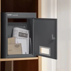 VEVOR Through The Wall Drop Box, Heavy Duty Steel Through The Wall Mailbox with 2.8-7.9" 13" Combination Lock, 12.5x6.3x16.9 Mail Drop Box, Dark Gray