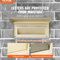 VEVOR Through The Wall Drop Box, Heavy Duty Steel Through the Wall Mailbox with 2.8-7.9" 13" Combination Lock, 12.5x6.3x16.9" Mail Drop Box, Beige