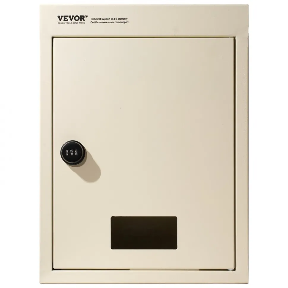 VEVOR Through The Wall Drop Box, Heavy Duty Steel Through the Wall Mailbox with 2.8-7.9" 13" Combination Lock, 12.5x6.3x16.9" Mail Drop Box, Beige