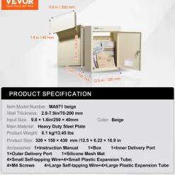 VEVOR Through The Wall Drop Box, Heavy Duty Steel Through the Wall Mailbox with 2.8-7.9