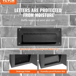 VEVOR Through The Wall Drop Box, Heavy Duty Steel Through the Wall Mailbox with 2.8-7.9" 13" Combination Lock, 12.5x6.3x16.9" Mail Drop Box, Black