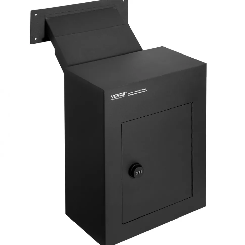 VEVOR Through The Wall Drop Box, Heavy Duty Steel Through the Wall Mailbox with 2.8-7.9" 13" Combination Lock, 12.5x6.3x16.9" Mail Drop Box, Black