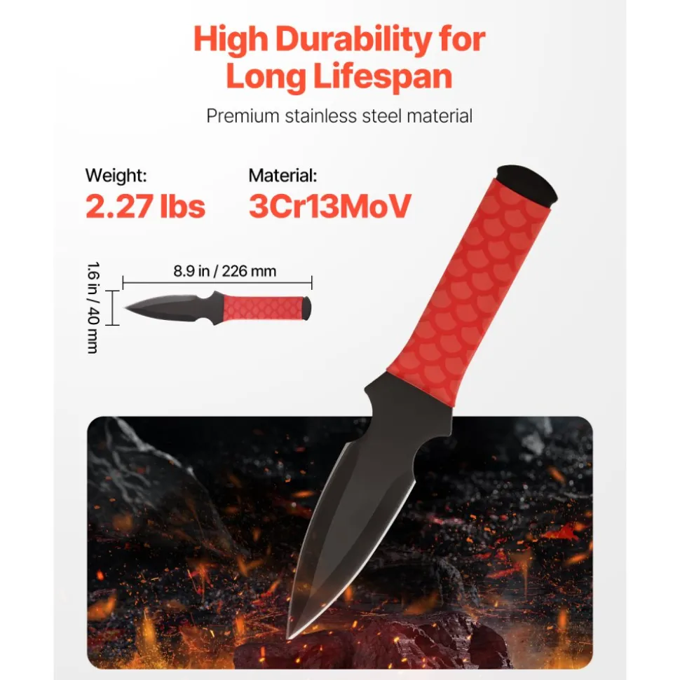 VEVOR Throwing Knives Set, 6 Pack, 8.9 inch Stainless Steel Well-balanced Knives with Protective Black Nylon Sheath, Ideal Companion for Throwing Products Axes, Sturdy for Recreation and Competition