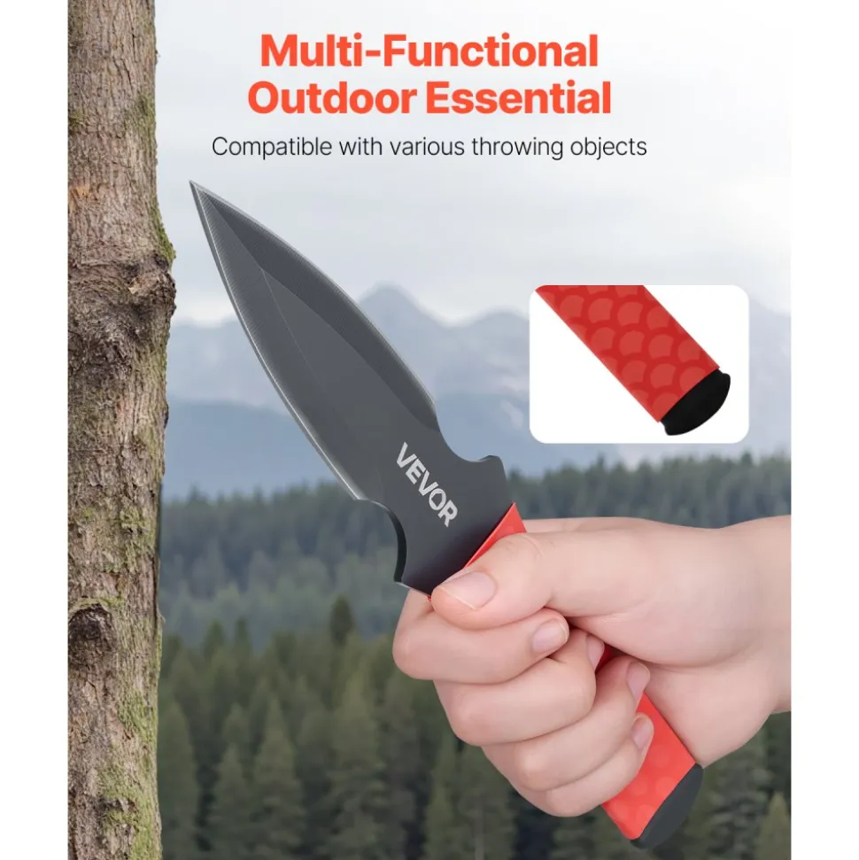 VEVOR Throwing Knives Set, 6 Pack, 8.9 inch Stainless Steel Well-balanced Knives with Protective Black Nylon Sheath, Ideal Companion for Throwing Products Axes, Sturdy for Recreation and Competition