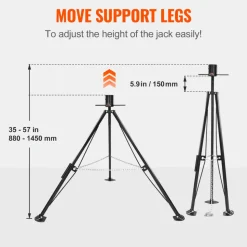 VEVOR 5th Wheel Tripod Stabilizer, 5000 LBS Load Capacity Tripod Fifth Wheel Stabilizer, 35"-57" Adjustable Height RV Gooseneck Stabilizer, Tripod Jack for Fifth-Wheel Trailers, RVs, and Campers