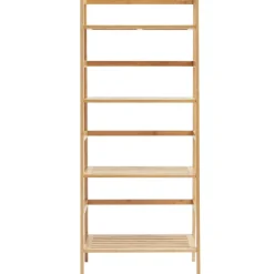 VEVOR 4-Tier Bamboo Ladder Shelf, Trapezoid Open Bookcase, Display Storage Rack Organizer, Freestanding Flower Plant Stand, Ladder Bookshelf Ideal for Bathroom, Bedroom, Office, Study, Natural