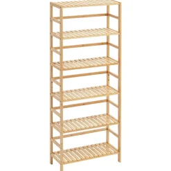 VEVOR 6-Tier Bamboo Shelf, Open Wood Bookshelf, Display Storage Rack Organizer, Freestanding Flower Plant Stand, Multifunctional Bamboo Bookshelf Ideal for Bathroom, Bedroom, Office, Study, Natural