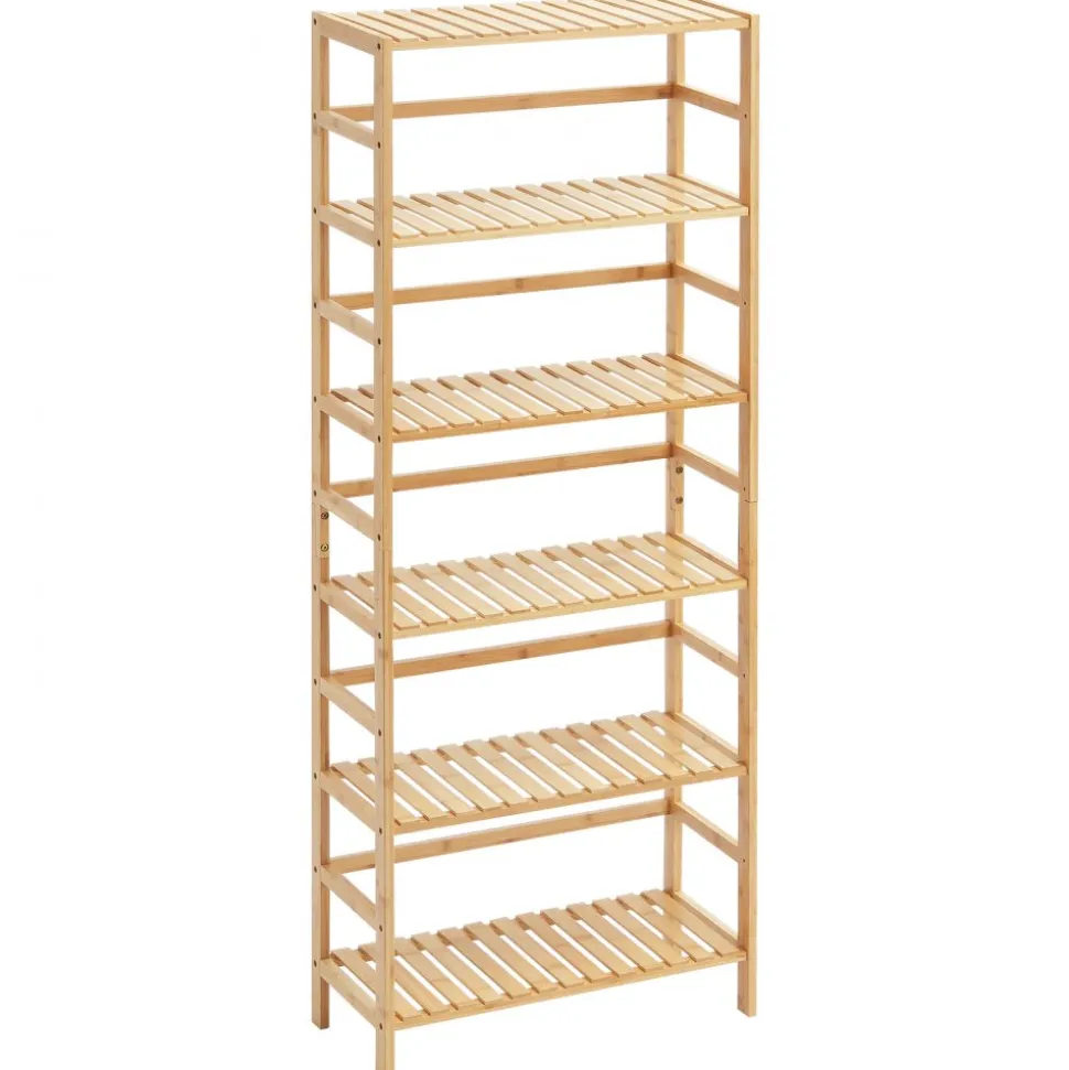VEVOR 6-Tier Bamboo Shelf, Open Wood Bookshelf, Display Storage Rack Organizer, Freestanding Flower Plant Stand, Multifunctional Bamboo Bookshelf Ideal for Bathroom, Bedroom, Office, Study, Natural