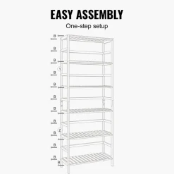 VEVOR 6-Tier Bamboo Shelf, Open Wood Bookshelf, Display Storage Rack Organizer, Freestanding Flower Plant Stand, Multifunctional Bamboo Bookshelf Ideal for Bathroom, Bedroom, Office, Study, Natural