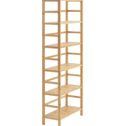 VEVOR 6-Tier Bamboo Shelf, Open Wood Bookshelf, Display Storage Rack Organizer, Freestanding Flower Plant Stand, Multifunctional Bamboo Bookshelf Ideal for Bathroom, Bedroom, Office, Study, Natural
