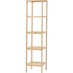 VEVOR 5-Tier Bathroom Standing Shelf, Narrow Shelving Unit, Display Storage Rack Organizer, Freestanding Flower Plant Stand, Multifunctional Bamboo Shelf Ideal for BathRoom, Kitchen, Home, Natural