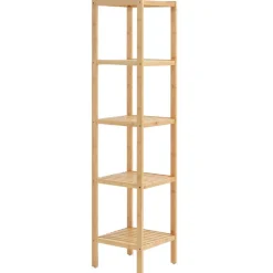 VEVOR 5-Tier Bathroom Standing Shelf, Narrow Shelving Unit, Display Storage Rack Organizer, Freestanding Flower Plant Stand, Multifunctional Bamboo Shelf Ideal for BathRoom, Kitchen, Home, Natural