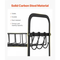 VEVOR 2 Tier Coffee Bar Organizer for Countertop, Multifunctional Mug Holder and Coffee Station, 12 Movable Hooks and 2 Shelves for Coffee Accessories Storage and Display, Home Office (Matte Black)
