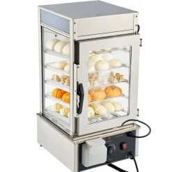 VEVOR 5-Tier Commercial Food Warmer Display, 1200W Food Display Warmer with LED Light, Adjustable Shelf & Stainless Steel Frame, 86℉~230℉ Steam Heating, 120L for Hamburger, Pizza, Bread, Fried Chicken