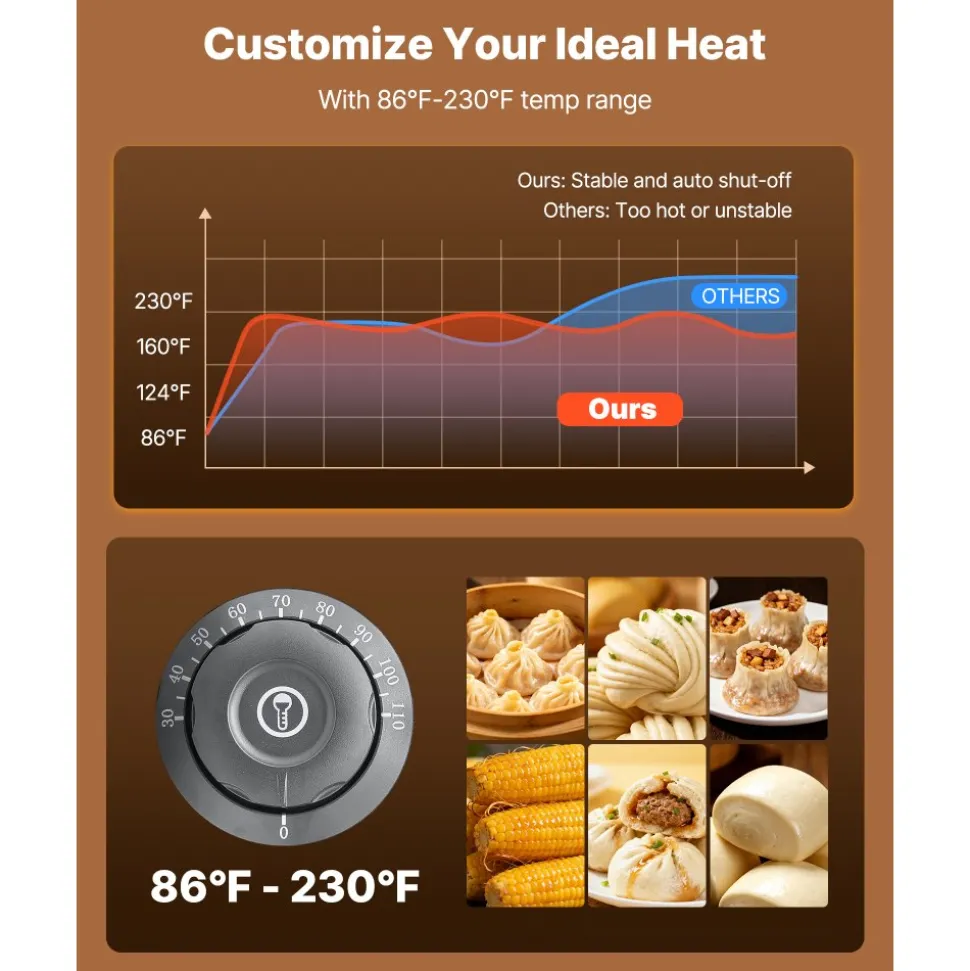 VEVOR 5-Tier Commercial Food Warmer Display, 1200W Food Display Warmer with LED Light, Adjustable Shelf & Stainless Steel Frame, 86℉~230℉ Steam Heating, 120L for Hamburger, Pizza, Bread, Fried Chicken