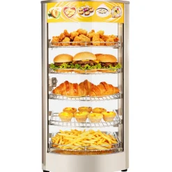 VEVOR 5-Tier Commercial Food Warmer Display, 800W Food Display Warmer with LED Light, Adjustable Shelf and Stainless Steel Frame, 86℉~185℉ Air Heating, 60L for Hamburger, Pizza, Bread, Fried Chicken