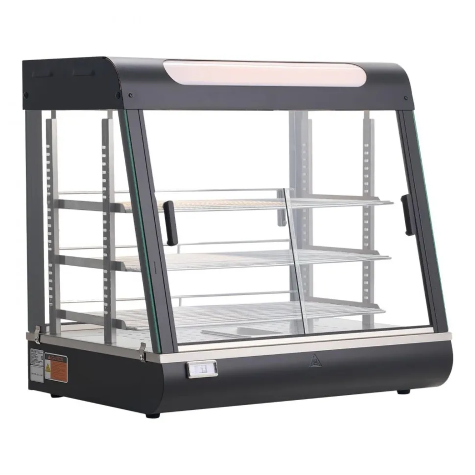 VEVOR 3-Tier Commercial Food Warmer Display, 1200W Food Display Warmer with LED Light, Top Storage and Adjustable Shelves, 86℉~185℉ Steam Heating, 106Qt/100L for Hamburger, Pizza, Bread, Fried Chicken