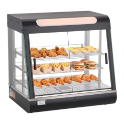 VEVOR 3-Tier Commercial Food Warmer Display, 1200W Food Display Warmer with LED Light, Top Storage and Adjustable Shelves, 86℉~185℉ Steam Heating, 106Qt/100L for Hamburger, Pizza, Bread, Fried Chicken