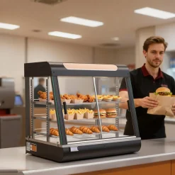 VEVOR 3-Tier Commercial Food Warmer Display, 1200W Food Display Warmer with LED Light, Top Storage and Adjustable Shelves, 86℉~185℉ Steam Heating, 106Qt/100L for Hamburger, Pizza, Bread, Fried Chicken