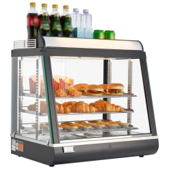 VEVOR 3-Tier Commercial Food Warmer Display, 1200W Food Display Warmer with LED Light, Top Storage and Adjustable Shelves, 86℉~185℉ Steam Heating, 75L for Hamburger, Pizza, Bread, Fried Chicken