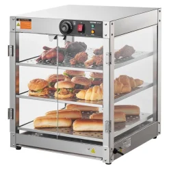 VEVOR 3-Tier Commercial Food Warmer Display, 800W Food Display Warmer with Light to Enhance Food Display, 86℉~185℉ Temperature Control, 90L Large Capacity for Hamburger, Pizza, Bread, Fried Chicken