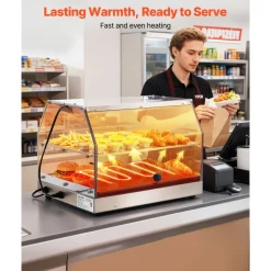 VEVOR 2-Tier Commercial Food Warmer Display, 450W Food Display Warmer with Light, Detachable Shelves and Double-Sided Door Design, 85℉~185℉ Air Heating, 48L for Hamburger, Pizza, Bread, Fried Chicken