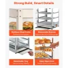 VEVOR 3-Tier Commercial Food Warmer Display, 800W Food Display Warmer with LED Light, Adjustable Shelf and Stainless Steel Frame, 86℉~185℉ Air Heating, 34L for Hamburger, Pizza, Bread, Fried Chicken