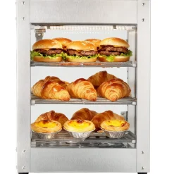 VEVOR 3-Tier Commercial Food Warmer Display, 800W Food Display Warmer with LED Light, Adjustable Shelf and Stainless Steel Frame, 86℉~185℉ Air Heating, 34L for Hamburger, Pizza, Bread, Fried Chicken