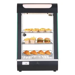 VEVOR 3-Tier Commercial Food Warmer Display, 800W Food Display Warmer with LED Light, Adjustable Shelf and Stainless Steel Frame, 86℉~185℉ Air Heating, 60L for Hamburger, Pizza, Bread, Fried Chicken