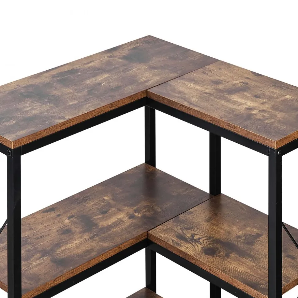 VEVOR 7 Tier Corner Bookshelf, 79" Tall Corner Bookcase with Heavy Duty Metal Frame & Wooden Shelves, Industrial Reversible L Shaped Corner Display Shelf for Bedroom, Living Room, Office