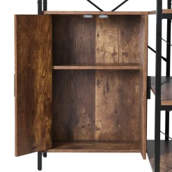 VEVOR 6 Tier Corner Bookshelf, 70" Tall Corner Bookcase with Storage Cabinet, 2 Barn Doors & 10 Storage Shelves, Farmhouse L Shaped Corner Display Shelf for Bedroom, Living Room, Office