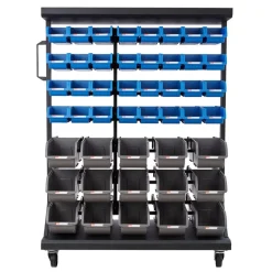 VEVOR 7-Tier Double-Sided Rolling Bin Storage Rack, 94 Plastic Bins, Dual-Sided Parts Organizer with Wheels, Mobile Tool Organizer for Garage, Warehouse, Office, Restaurant, Classroom, Kitchen