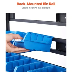 VEVOR 5-Tier Double-Sided Rolling Bin Storage Rack, 68 Plastic Bins, Dual-Sided Parts Organizer with Wheels, Mobile Tool Organizer for Garage, Warehouse, Office, Restaurant, Classroom, Kitchen