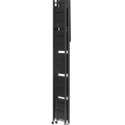 VEVOR 5-Tier Foldable Storage Shelf, 28W x 13D x 66H Inch Folding Metal Rack Shelving Unit, No Assembly Organizer Shelf with 5 Wheels & 4 Hooks for Pantry, Kitchen, Garage, Basement, Black