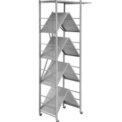 VEVOR 5-Tier Foldable Storage Shelf, 32W x 14D x 72H Inch Folding Metal Rack Shelving Unit, No Assembly Organizer Shelf with 5 Wheels & 4 Hooks for Pantry, Kitchen, Garage, Basement, Grey
