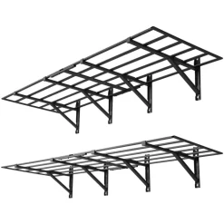 VEVOR 2-Tier Heavy Duty Wall Garage Shelving, 4 Pack 2 x 3 ft Steel Wall Mounted Shelving Unit, 24 x 72 Inch Per Shelf Floating Storage Metal Rack for Garage, 1600 lbs Total Weight Capacity, Black