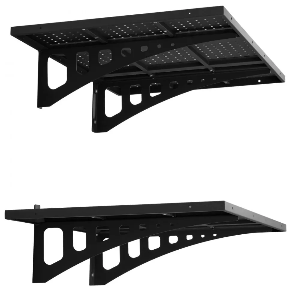 VEVOR 2-Tier Heavy Duty Wall Garage Shelving, 2 x 3 ft Steel Wall Mounted Shelving Unit, 12 x 72 Inch Per Shelf Floating Storage Metal Rack for Garage with 560 lbs Total Weight Capacity, Black