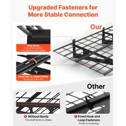 VEVOR 2-Tier Heavy Duty Wall Garage Shelving, 8 Pack 1 x 3 ft Steel Wall Mounted Shelving Unit with Hooks, 24 x 72 Inch Per Shelf Floating Storage Metal Rack, 1000 lbs Total Weight Capacity, Black