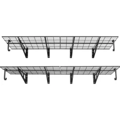 VEVOR 2-Tier Heavy Duty Wall Garage Shelving, 8 Pack 1 x 3 ft Steel Wall Mounted Shelving Unit with Hooks, 24 x 72 Inch Per Shelf Floating Storage Metal Rack, 1000 lbs Total Weight Capacity, Black