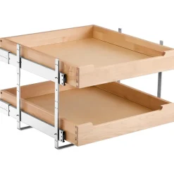 VEVOR 2 Tier Pull Out Cabinet Organizer, 20"W x 21"D Cabinet Drawer, Soft Close Slide out Shelf, Heavy-Duty Sliding Wood Drawer, Adjustable Base Cabinet Organization for Kitchen Pantry Bathroom