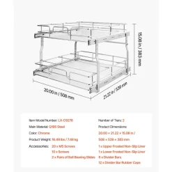 VEVOR 2 Tier Pull Out Cabinet Organizer 14.17