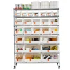 VEVOR 7-Tier Rolling Bin Storage Rack, 26 Organizer Bins, Bin Rack Storage Steel Wire Shelving System with Wheels, Mobile Tool Organizer for Garage, Warehouse, Office, Restaurant, Classroom, Kitchen