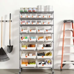 VEVOR 8-Tier Rolling Bin Storage Rack, 26 Organizer Bins, Bin Rack Storage Steel Wire Shelving System with Wheels, Mobile Tool Organizer for Garage, Warehouse, Office, Restaurant, Classroom, Kitchen