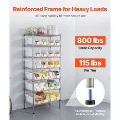 VEVOR 7-Tier Rolling Bin Storage Rack, 24 Small Bins, Bin Rack Storage Steel Wire Shelving System with Wheels, Mobile Tool Organizer for Garage, Warehouse, Office, Restaurant, Classroom, Kitchen