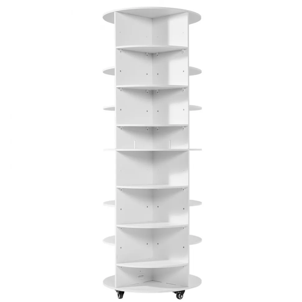 VEVOR 7 Tier Rotating Shoe Rack Tower with Adjustable Shelves, Movable 360° Spinning Carousel Display with Wheels, Lazy Susan Organizer Closet for Bedroom, Living Room, Entryway, Closet, White