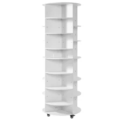 VEVOR 7 Tier Rotating Shoe Rack Tower with Adjustable Shelves, Movable 360° Spinning Carousel Display with Wheels, Lazy Susan Organizer Closet for Bedroom, Living Room, Entryway, Closet, White