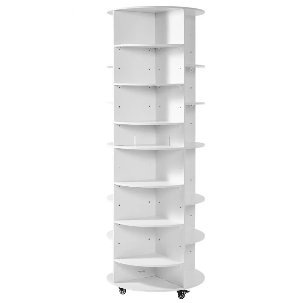 VEVOR 7 Tier Rotating Shoe Rack Tower with Adjustable Shelves, Movable 360° Spinning Carousel Display with Wheels, Lazy Susan Organizer Closet for Bedroom, Living Room, Entryway, Closet, White