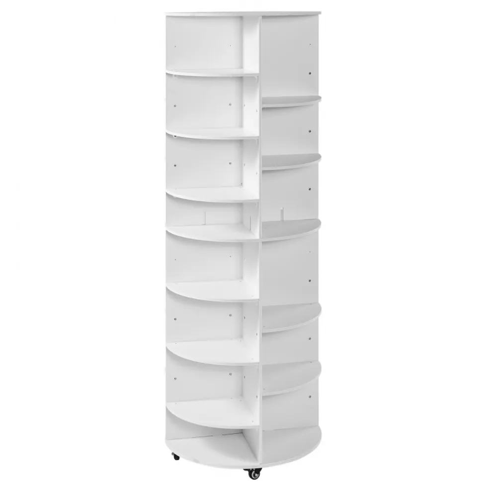 VEVOR 7 Tier Rotating Shoe Rack Tower with Adjustable Shelves, Movable 360° Spinning Carousel Display with Wheels, Lazy Susan Organizer Closet for Bedroom, Living Room, Entryway, Closet, White