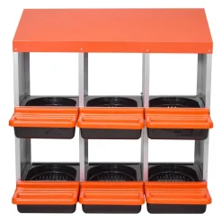 VEVOR 2 Tiers Chicken Nesting Boxes, 6 Compartments, Metal Egg Laying Boxes with Protective Collection Lids, Roll Out Nesting Box, Easy to Assemble, Ideal for Hens, Ducks, Chickens, and Other Poultry